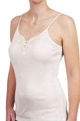 Pure Wool Cami with Guippure Lace Motif - Baselayers -  Genevieve's Wardrobe Australia